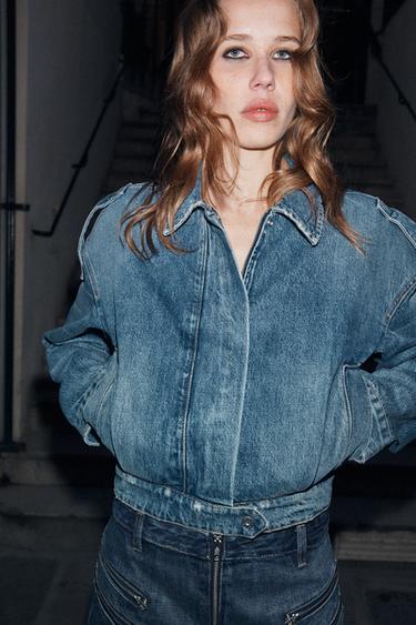 DENIM JACKET WITH TABS - Blue by Zara