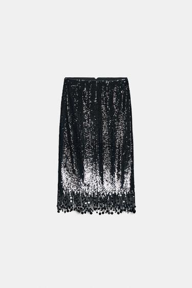 ZW COLLECTION LONG SEQUIN SKIRT - Black by Zara