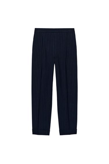 PINSTRIPED TROUSERS - Navy blue by Zara