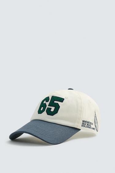 CONTRAST EMBROIDERY CAP - Ecru by Zara