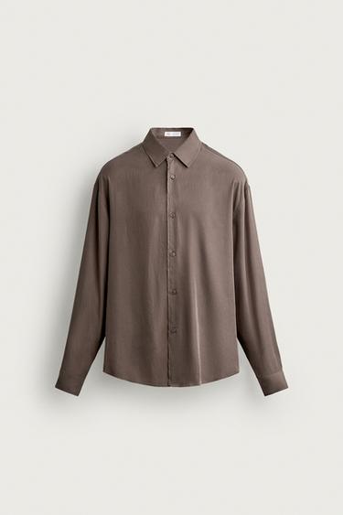 RELAXED FIT FLOWING SHIRT - Taupe grey by Zara