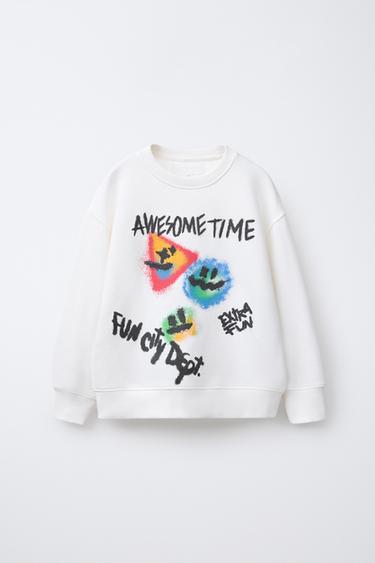 RAISED GRAFFITI SWEATSHIRT - Ecru by Zara