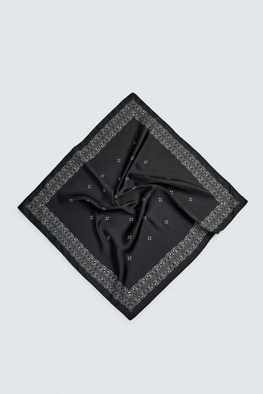 GEOMETRIC PRINT SATIN BANDANA - Black by Zara