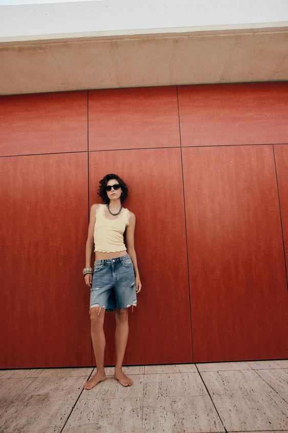 Z1975 RIPPED DENIM BERMUDA SHORTS - Mid-blue by Zara - Image 0