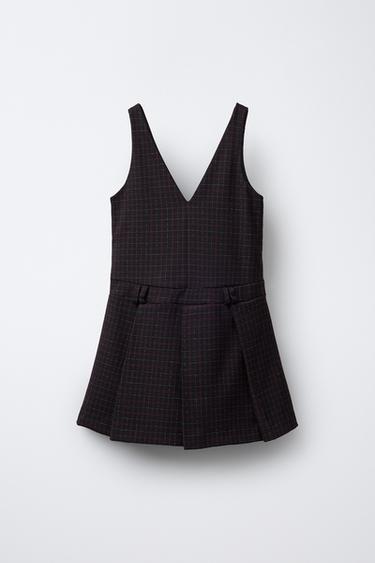 CHECK PINAFORE DRESS - Black by Zara