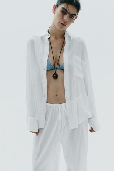 OVERSIZE GAUZE SHIRT - White by Zara