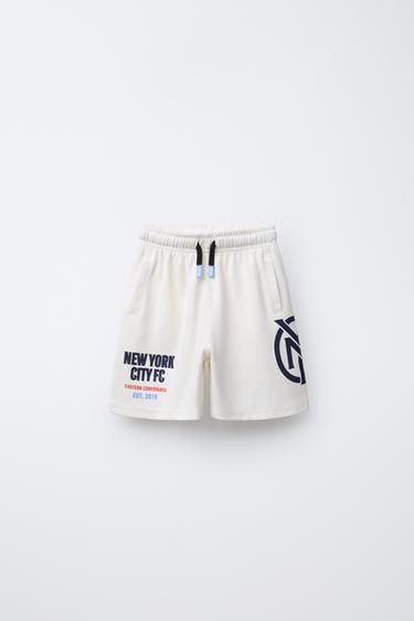 STRAIGHT FIT PLUSH NEW YORK CITY MLS © BERMUDA SHORTS - White by Zara