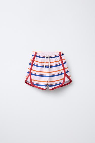 STRIPED TERRY TOWELLING BERMUDA SHORTS - Pink by Zara