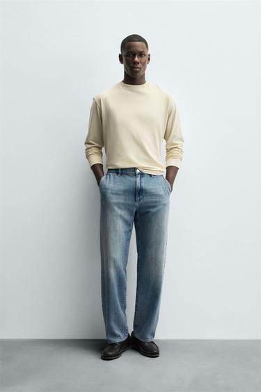 STRAIGHT-LEG DENIM CHINOS - Light blue by Zara - Image 0