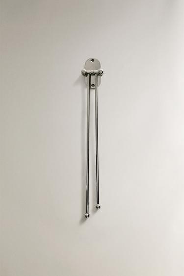 SHINY METAL WALL TOWEL RACK - Silver by Zara