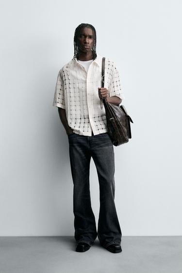 JACQUARD NEEDLE-PUNCH SHIRT - Oyster-white by Zara - Image 0