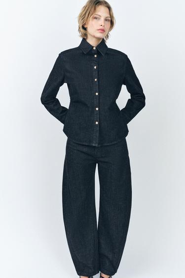 ZW COLLECTION PLEATED DENIM SHIRT - Blue by Zara - Image 0