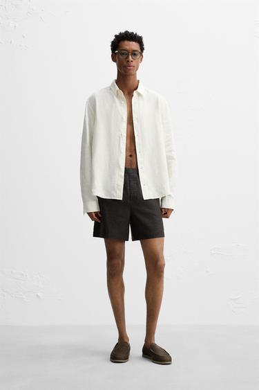 100% LINEN BERMUDA SHORTS - Anthracite grey by Zara