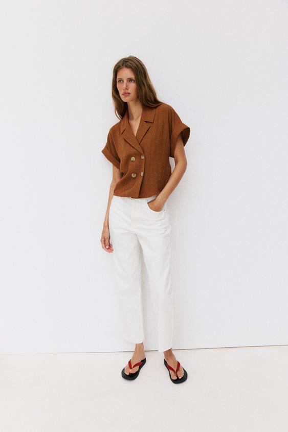 SHORT SLEEVE WRAP SHIRT - Russet by Zara - Image 0