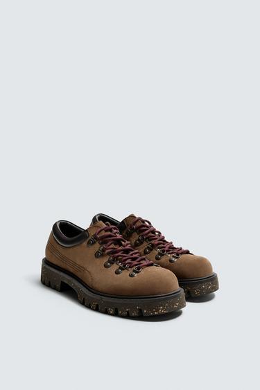 LEATHER SHOES WITH HOOKS - Brown by Zara