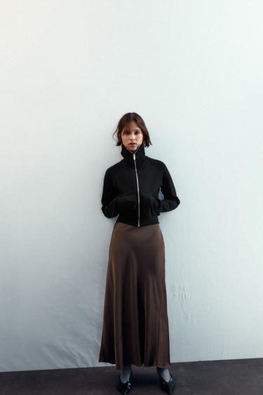 SATIN MIDI SKIRT - Chocolate by Zara - Image 0