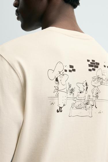 PIZZERIA LA MONTECARLO PRINT T-SHIRT - Ecru by Zara