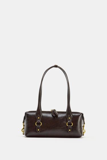 SHOULDER BAG WITH METALLIC DETAILS - Burgundy Red by Zara