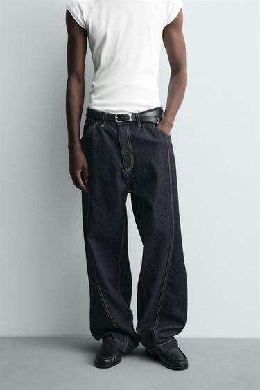 BAGGY FIT JEANS WITH TWISTED SEAM - Blue by Zara
