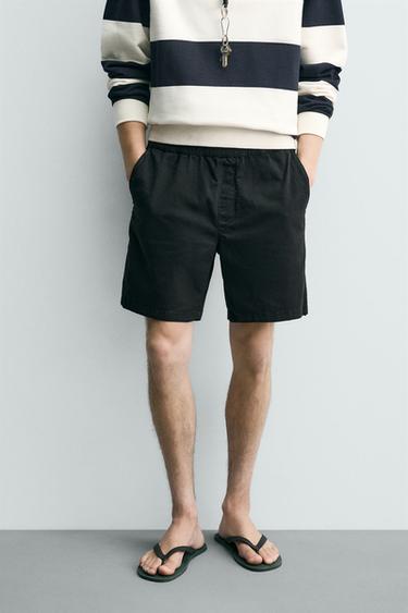 RELAXED FIT TWILL BERMUDA SHORTS - Black by Zara