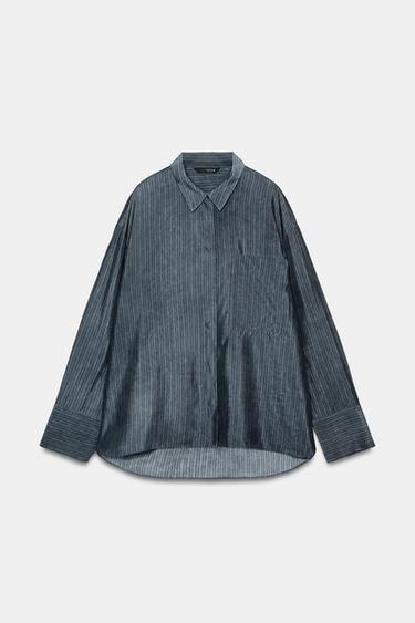 OVERSIZE FLOWING STRIPED SHIRT ZW COLLECTION - Blue by Zara