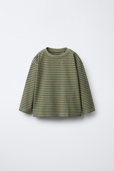 STRIPED LOGO T-SHIRT - Green by Zara - Image 0