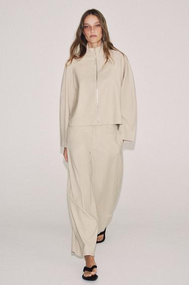 ZW COLLECTION BALLOON WOOL BLEND TROUSERS - Beige by Zara