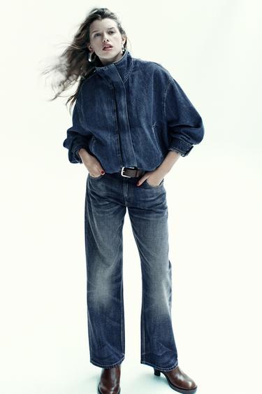 TRF MID-WAIST CROP STRAIGHT LEG JEANS - Navy blue by Zara