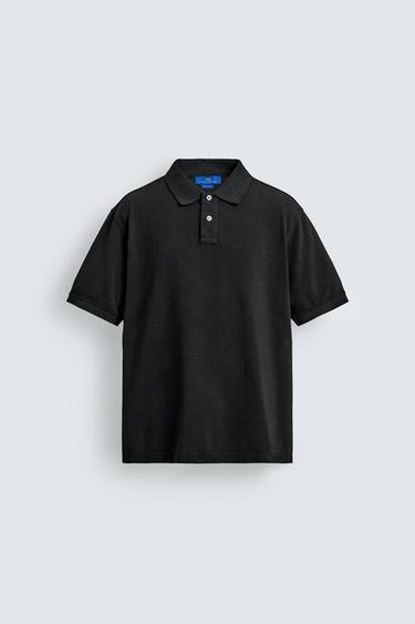 WASHED PIQUÉ POLO SHIRT AARON LEVINE X ZARA - Black by Zara
