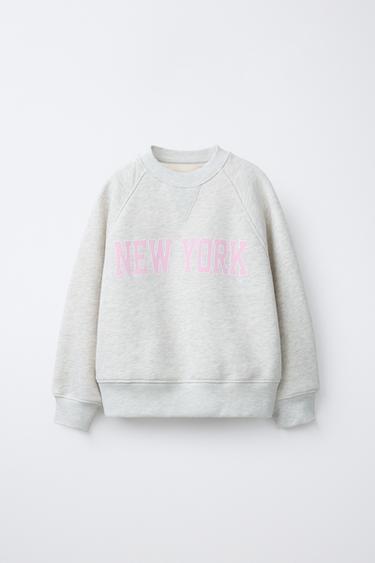 VARSITY SLOGAN SWEATSHIRT - Grey marl by Zara