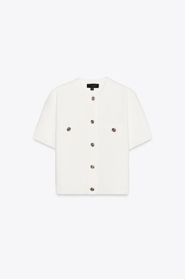 SHORT SLEEVE KNIT CARDIGAN - White by Zara