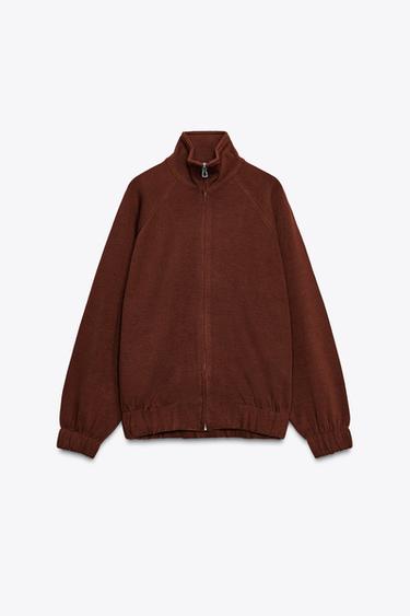 SOFT ZIP-UP SWEATSHIRT - dark russet by Zara