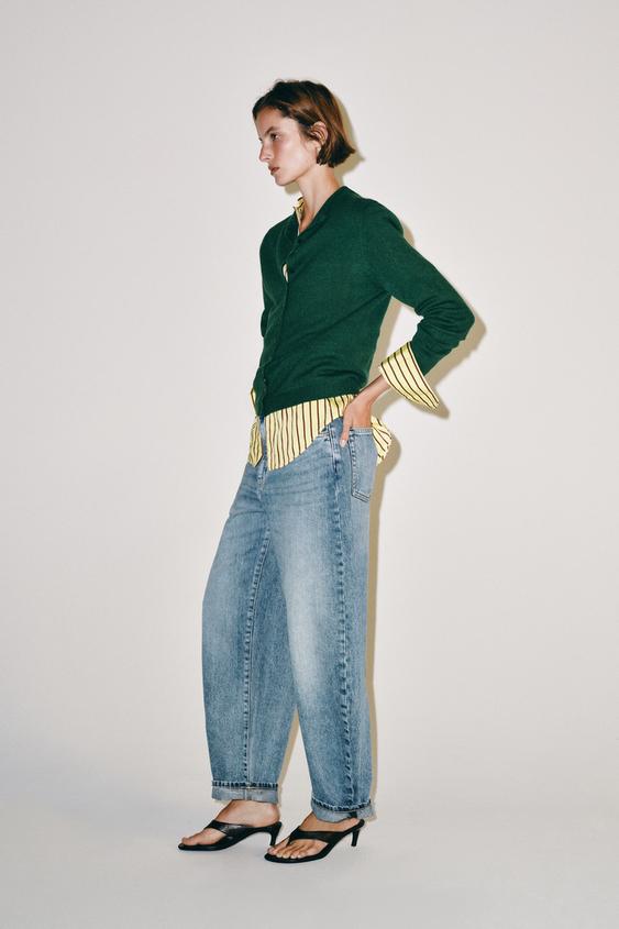 100% CASHMERE MOCK NECK CARDIGAN - Green by Zara - Image 0