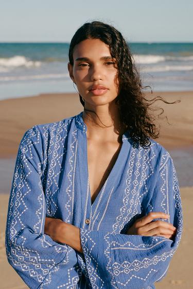 EMBROIDERED SHIRT - Electric blue by Zara - Image 0