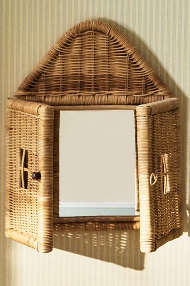 KIDS’ RATTAN HOUSE WALL MIRROR - Light beige by Zara