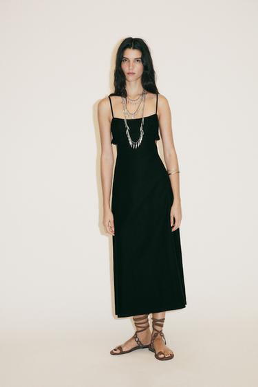 CUT-OUT EMBROIDERED DRESS - Black by Zara - Image 0