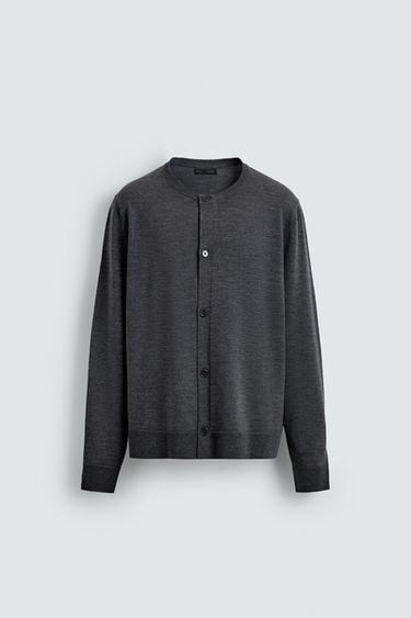 REGULAR FIT CARDIGAN WITH WOOL - Anthracite Grey by Zara