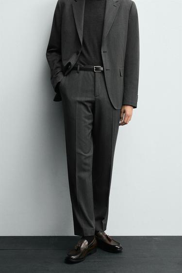 HERRINGBONE SUIT TROUSERS - Anthracite Grey by Zara