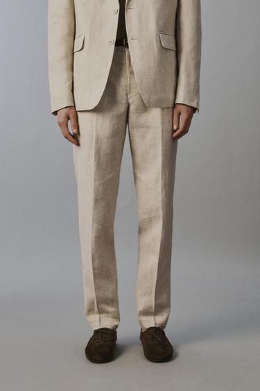100% LINEN SUIT TROUSERS - Light beige by Zara