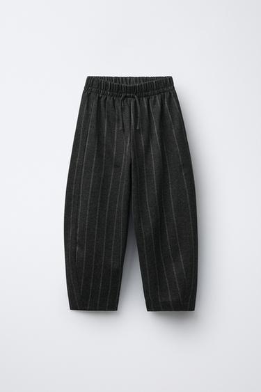STRIPED PONTE DI ROMA BARREL TROUSERS - Anthracite grey by Zara