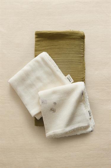 MINI BABY TOWEL (PACK OF 3) - Ecru by Zara