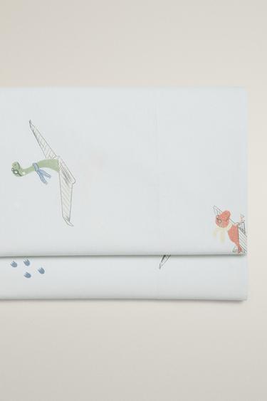 KIDS' DINOSAUR FLAT SHEET - Light blue by Zara