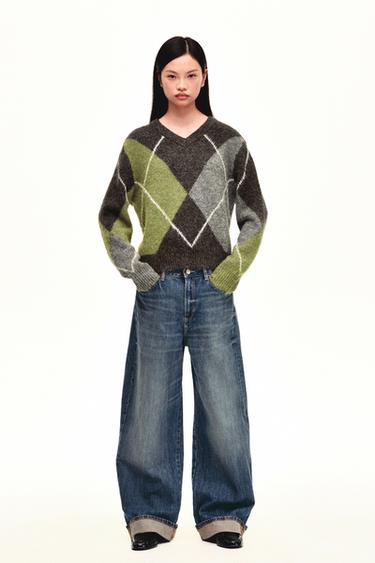 TRF BAGGY FOLDED MID-WAIST JEANS - Blue by Zara