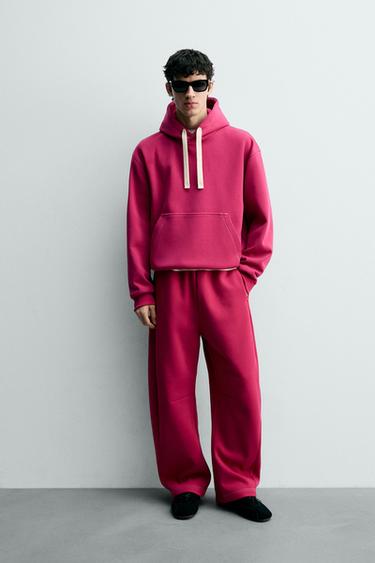 TOPSTITCHED HOODIE - Fuchsia by Zara