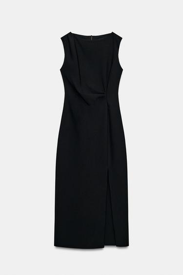 DRAPED MIDI DRESS - Black by Zara