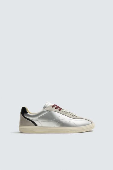 RETRO METALLIC TRAINERS - Silver by Zara