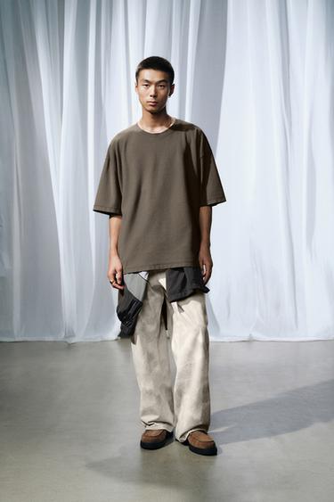 BOXY FIT HEAVYWEIGHT T-SHIRT - Brown by Zara