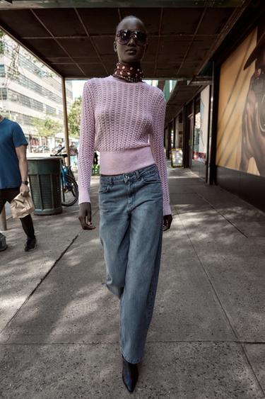 POINTELLE KNIT WOOL AND ALPACA JUMPER - Pink by Zara