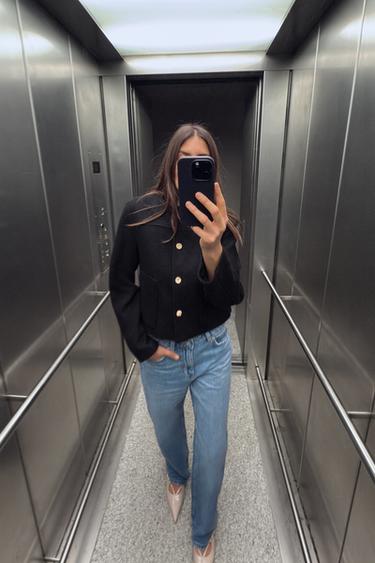 SHORT ROUND NECK JACKET - Black by Zara - Image 0