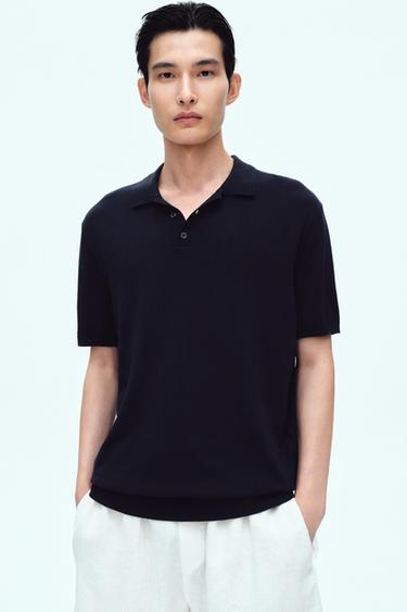 VISCOSE BLEND KNITTED POLO SHIRT - Navy blue by Zara